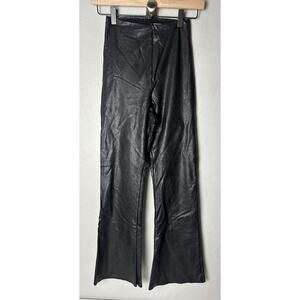 Commando Cropped Faux Leather Flare Leggings Black Size Small